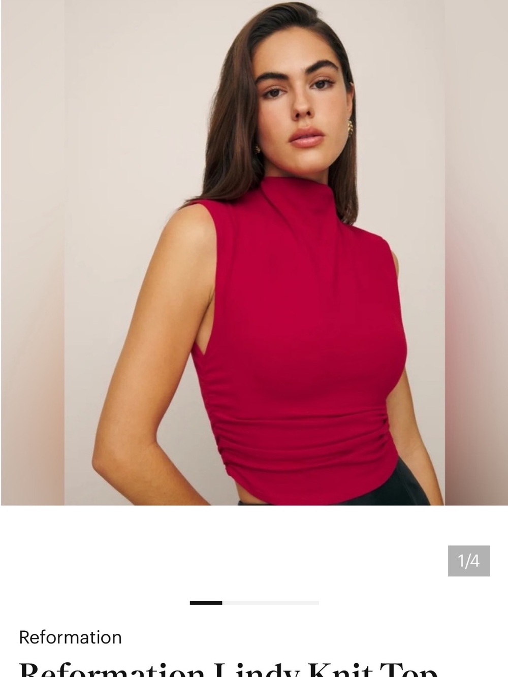 Reformation Sleeveless Mock Neck Tank Top in Bright Red